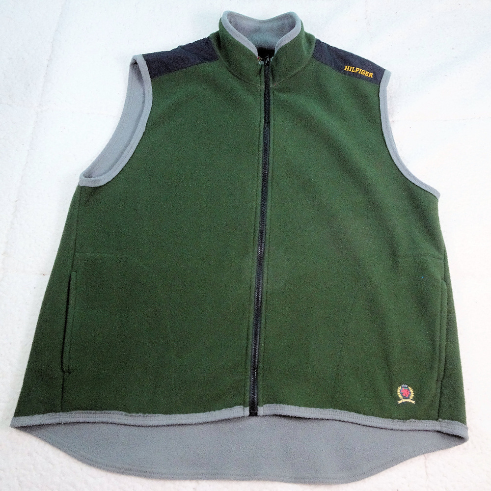 Tommy Hilfiger Green/Gray Fleece Vest X-Large